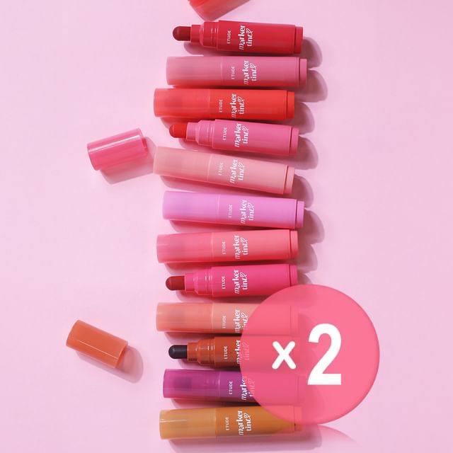 ETUDE-Dear Darling Marker Tint - 12 Colors 2pcs Bundle Set