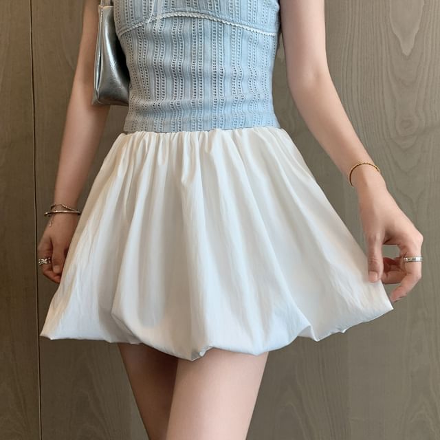 evanesce-Elastic Waist Plain Paperbag Shorts