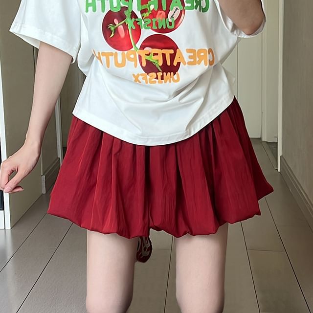 evanesce-High Waist Plain Mini Skort