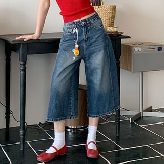 evanesce-Mid Rise Washed Wide Leg Jorts