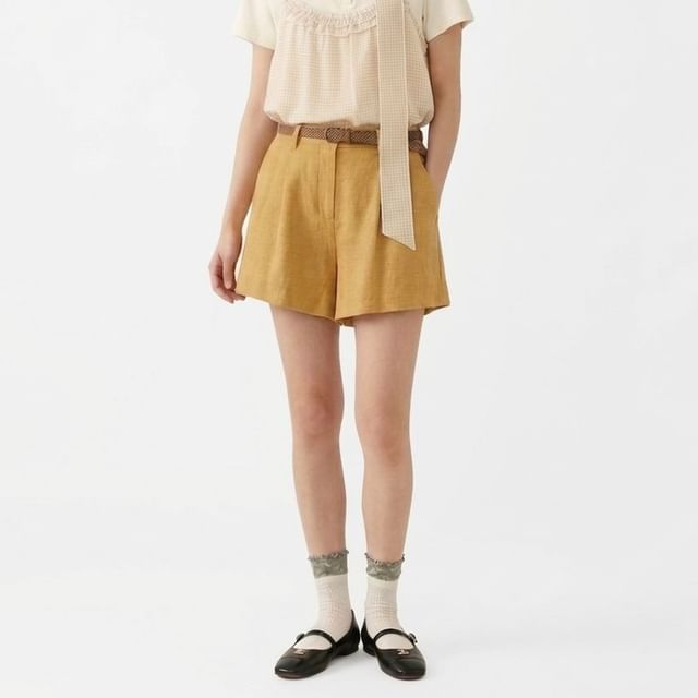 ever after-High Waist Pleated Wide Leg Shorts