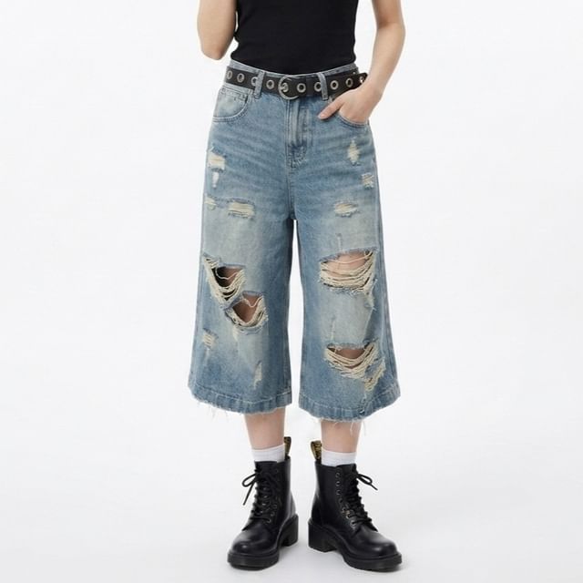 ever after-Low Rise Washed Distressed Jorts