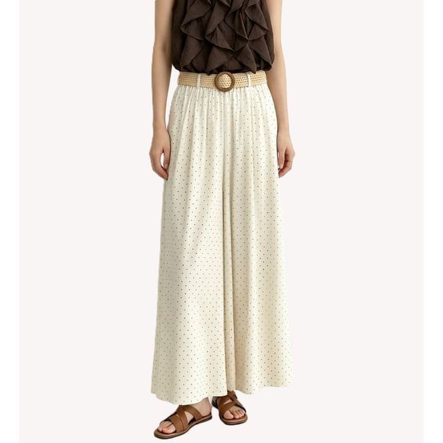ever after-Mid Rise Dotted Wide Leg Pants