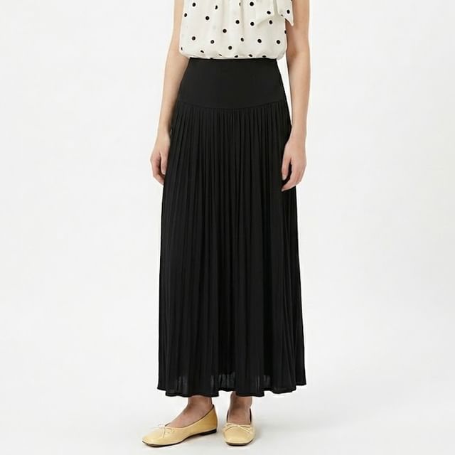 ever after-Pleated Flowy Maxi Skirt