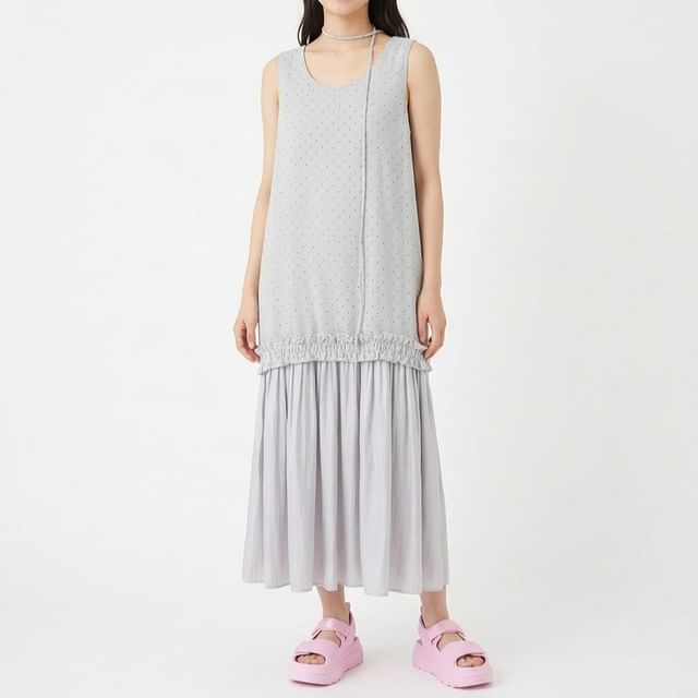 ever after-Sleeveless Dotted Ruffle Layered Dress