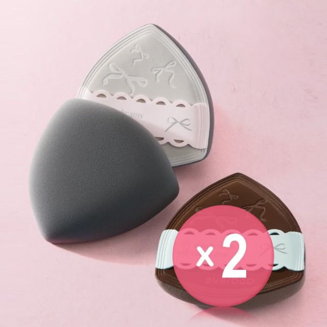 everbab-Bow Series Milk Skin Air Cushion Puff Set 2pcs Bundle Set