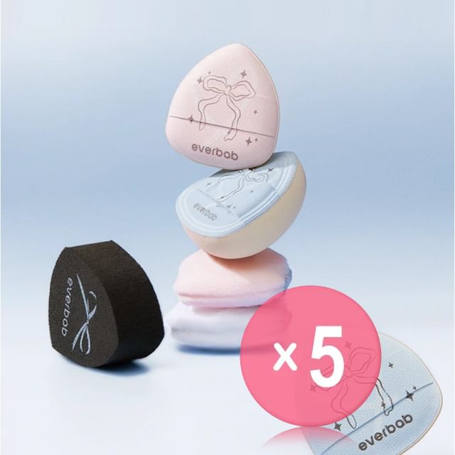 everbab-Bow Series Pink Bow Mini Finger Puff Set 5pcs Bundle Set