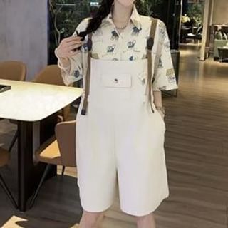 Everose-Buckled Denim Romper