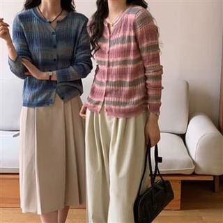 Everose-Button-Up Striped Cardigan