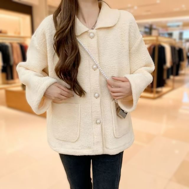 Everose-Collared Button-Up Jacket
