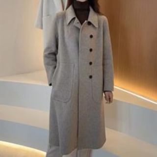 Everose-Collared Button-Up Long Coat