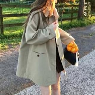 Everose-Collared Button-Up Plain Coat