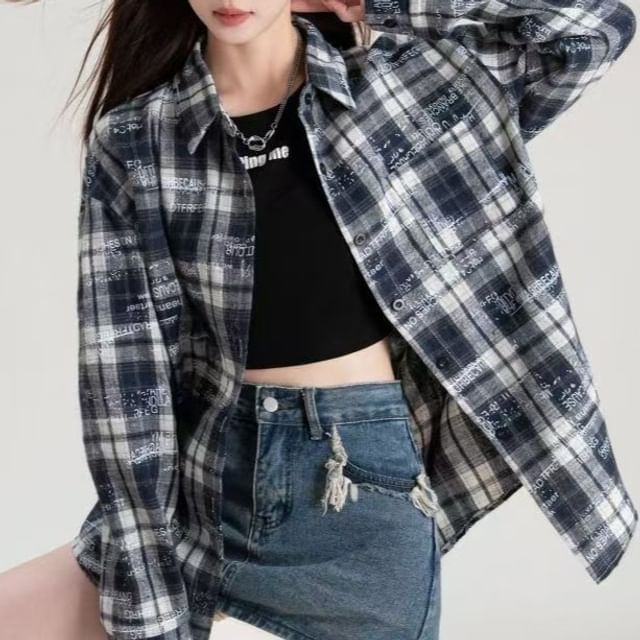 Everose-Collared Plaid Button Up Shirt
