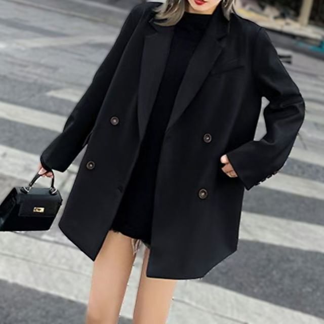 Everose-Double Breasted Plain Blazer