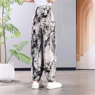 Everose-Drawstring Waist Paint Splatter Barrel Leg Sweatpants