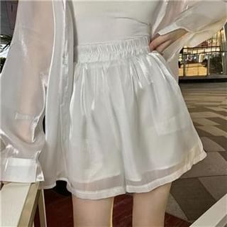Everose-Elastic Waist Plain Shorts