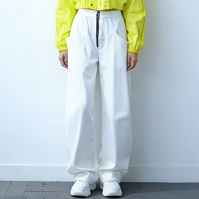 Everose-Elastic Waist Plain Sweatpants