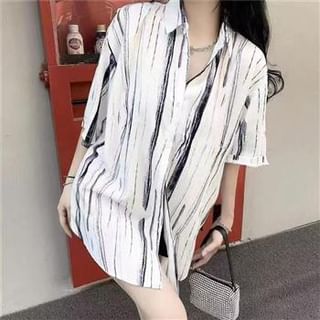 Everose-Elbow-Sleeve Striped Shirt