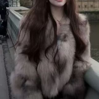 Everose-Faux Fur Open Front Coat