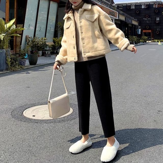 Everose-High Rise Plain Crop Tapered Pants
