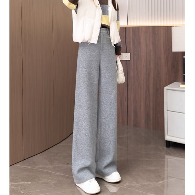 Everose-High Rise Plain Wide Leg Pants