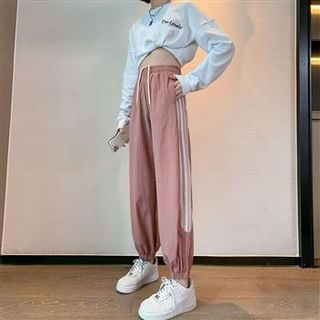 Everose-High Rise Striped Trim Sweatpants
