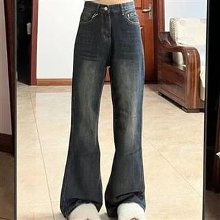 Everose-High Rise Washed Bootcut Jeans