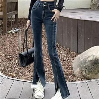 Everose-High Rise Washed Bootcut Jeans