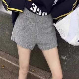 Everose-High Waist Plain Knit Shorts