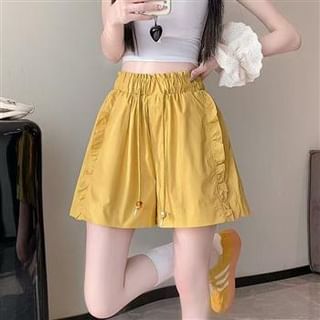 Everose-High Waist Plain Ruffle Shorts
