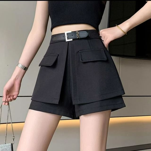 Everose-High Waist Plain Skorts