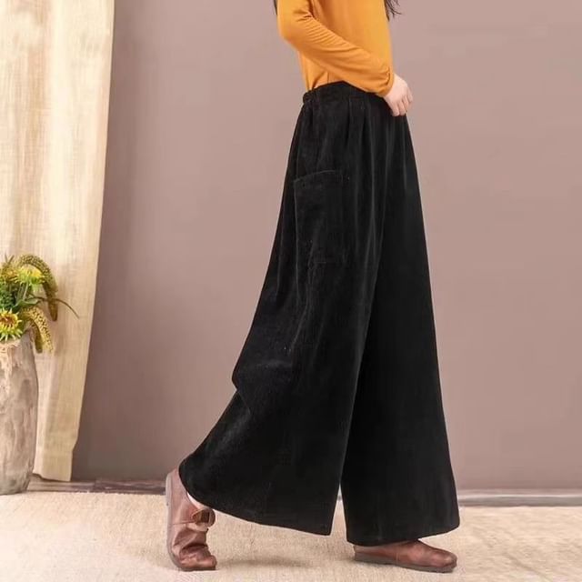 Everose-High Waist Plain Wide Leg Pants
