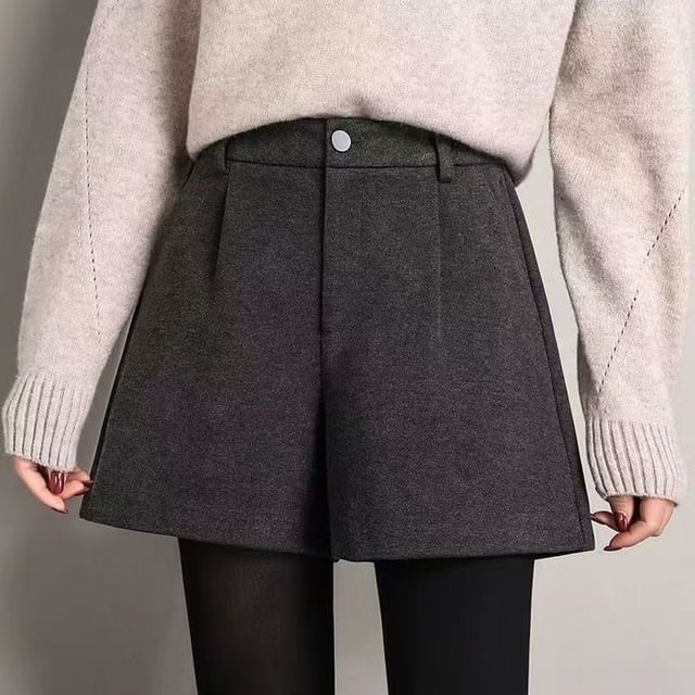 Everose-High Waist Plain Wide Leg Shorts