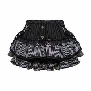 Everose-High Waist Striped Mini Tiered Skirt