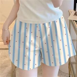 Everose-High Waist Striped Pajama Shorts