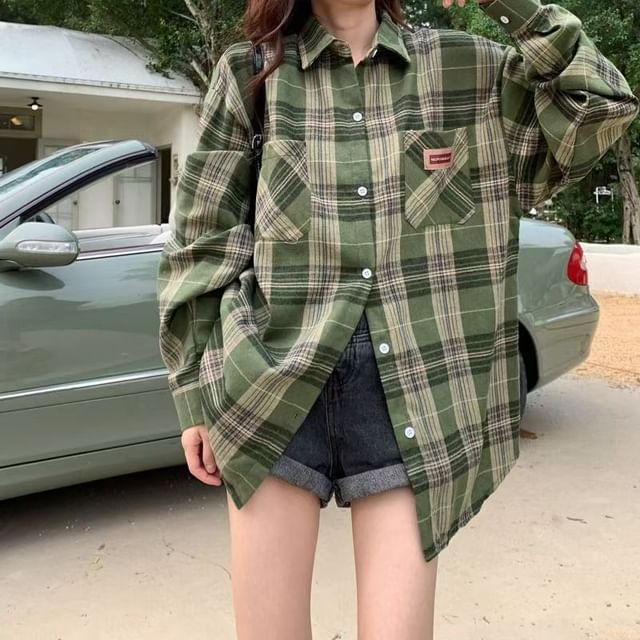 Everose-Long-Sleeve Gingham Shirt