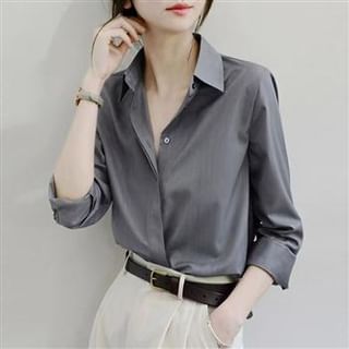 Everose-Long-Sleeve Plain Shirt
