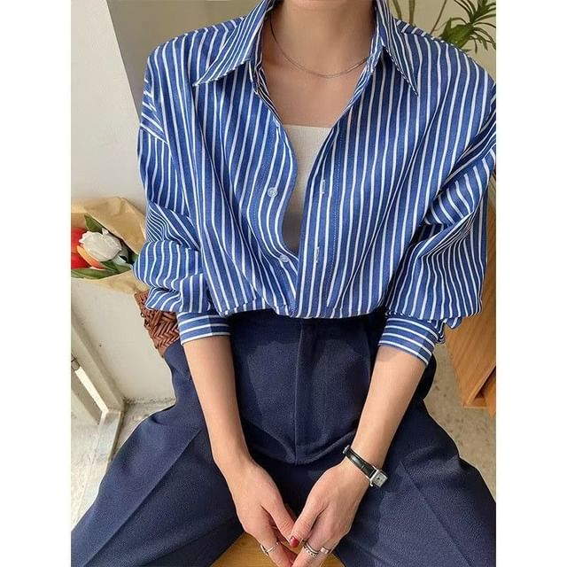 Everose-Long-Sleeve Striped Shirt