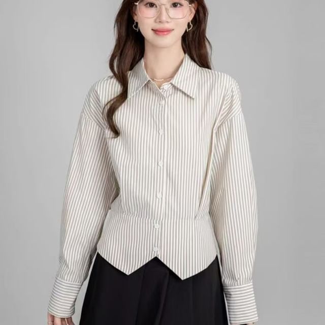 Everose-Long-Sleeve Striped Shirt
