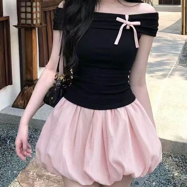Everose-Mid Waist Plain Mini A-Line Skirt