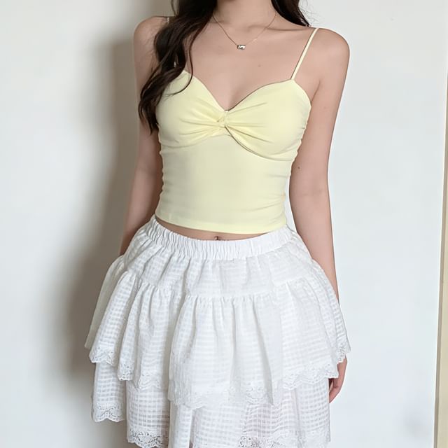 Everose-Plain Shirred Camisole Top