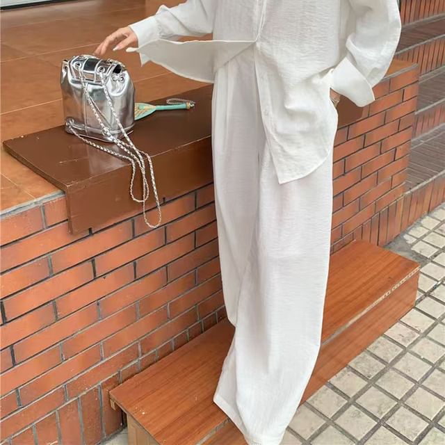 Everose-Plain Wide Leg Pants