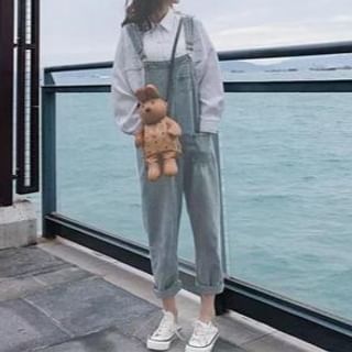 Everose-Washed Denim Cropped Straight Leg Dungaree