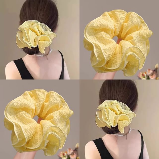 Evora-Layered Ruffle Fabric Scrunchie