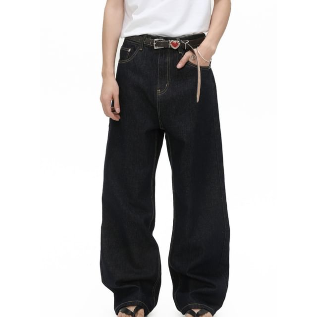 FAERIS-High Waist Washed Wide Leg Jeans