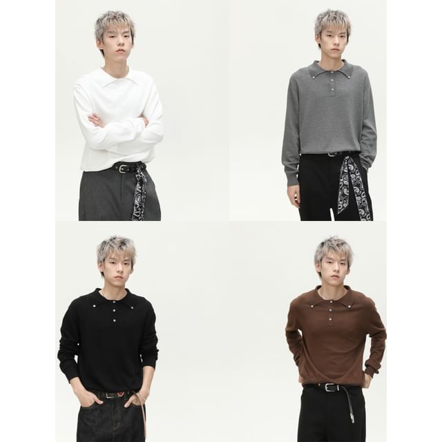 FAERIS-Long-Sleeve Plain Polo-Neck Sweater