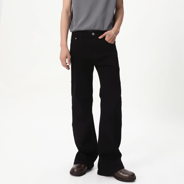 FAERIS-Mid Rise Plain Boot Cut Jeans