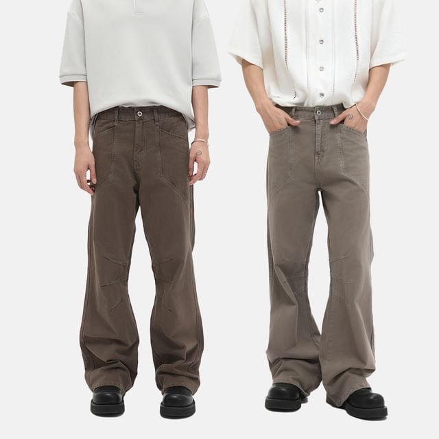 FAERIS-Mid Rise Plain Flared Jeans
