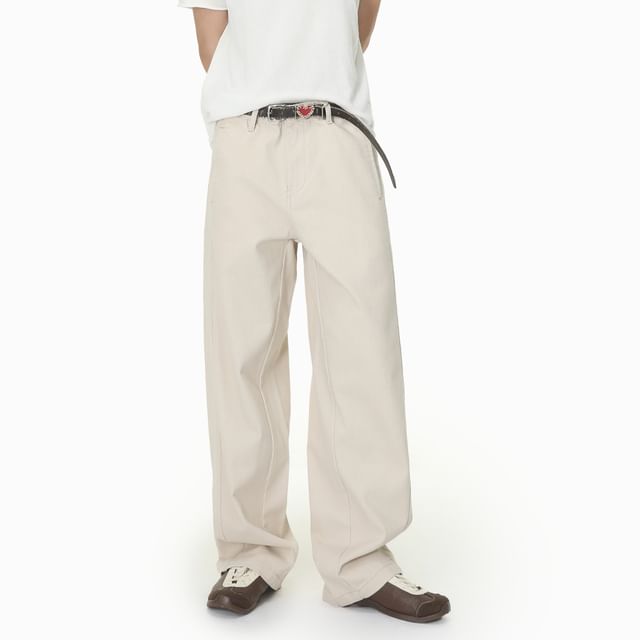 FAERIS-Mid Rise Plain Loose Fit Pants