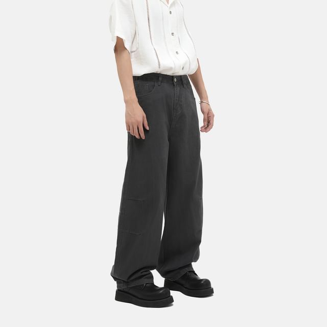 FAERIS-Mid Rise Plain Straight Leg Pants